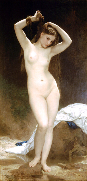 ウィリアム・アドルフ・ブーグロー　(1825-1905)　Baigneuse　(Bather　水浴する人）　　油彩　190.5×95cm　1870年　ガラ　サルバドール・ダリ財団 （スペイン） 所有　裸婦画