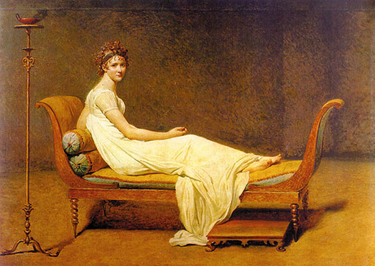 ジャック・ルイ・ダヴィッド　（1748-1825）　レカミエ夫人　油彩　174×244cm　1800年　　ルーヴル美術館 （仏国） 所蔵　フランス新古典主義