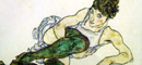 20世紀 表現主義の画家 エゴン・シーレ　緑を身につけもたれる女　1917年