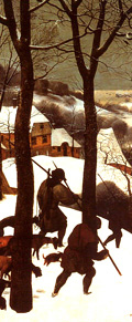 ピーター・ブリューゲル作　雪中の狩人（部分）