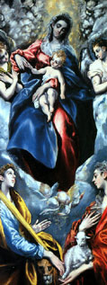 エル・グレコ作　聖アグネスと聖マルティナのいる聖母子（部分）