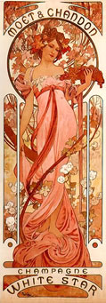 アルフォンス・ミュシャ作　ホワイトスター・シャンペンのポスター　1899年